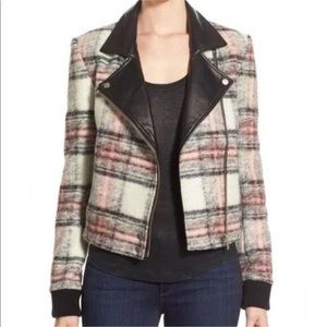 MAKE ME AN OFFER! Like NEW PAIGE Farrah Plaid Wool Leather Moto Jacket S